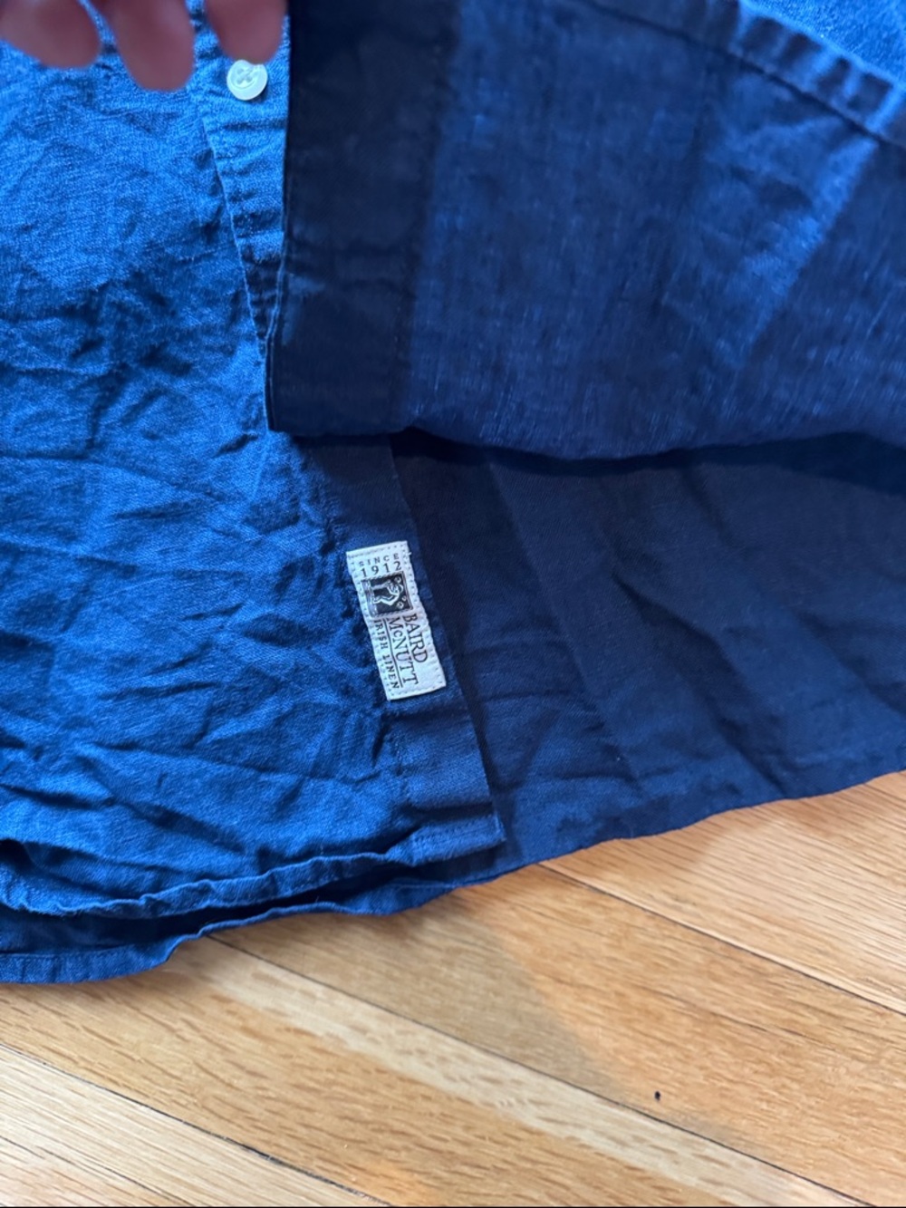 J. Crew Linen Navy Button-Down Long-Sleeve Shirt - Picture 6 of 7
